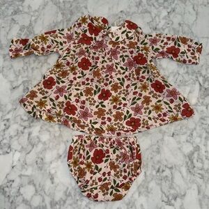 NWT ANGEL DEAR FLORAL NEUTRAL DRESS SET 3/6M